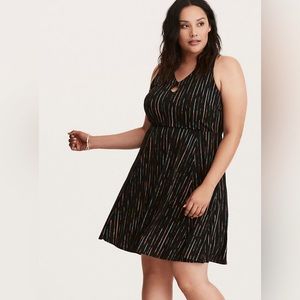 Torrid Abstract Stripe Keyhole Cutout Skater Dress